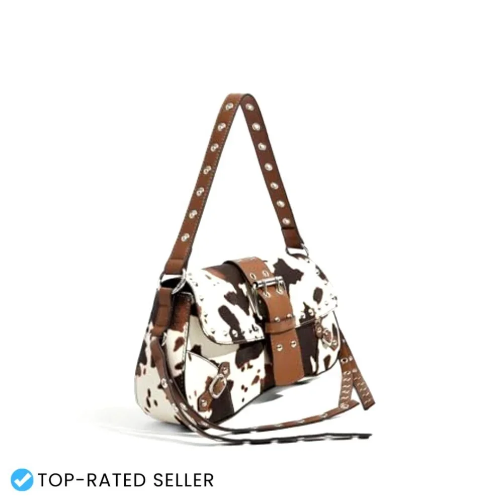 PU Leather Hobo Bag Y2K Gothic Punk Style Shoulder Purse Clutch